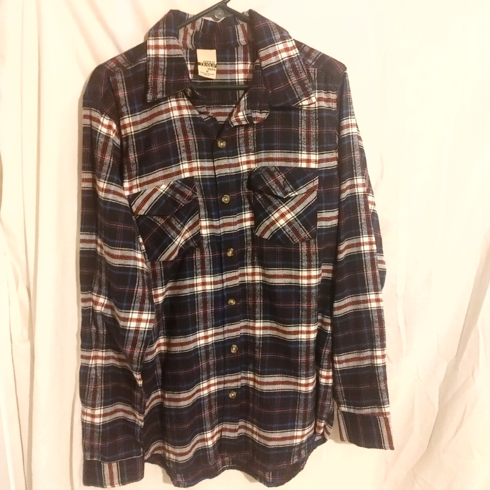 Open Trails Long Sleeved Button Down Flannel Dress Shirt Men's Medium Brand New